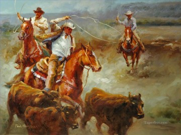 Impresionismo Painting - western vaquero original de perseguirte